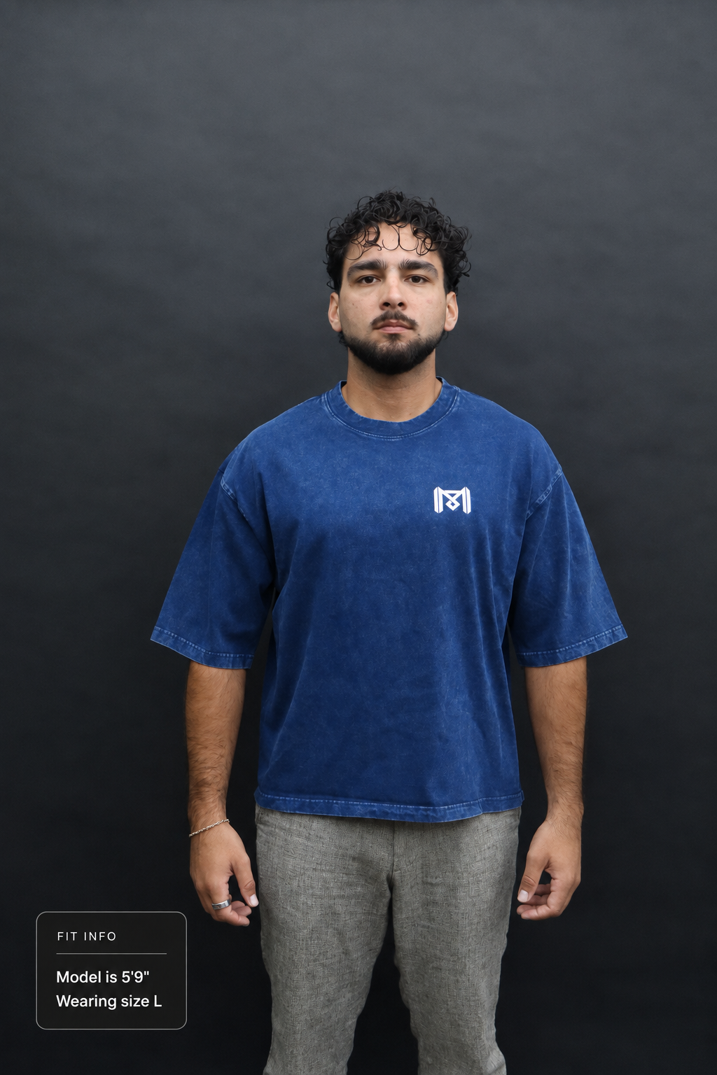 Mineral Wash Boxy Cotton T-Shirt Royal Blue
