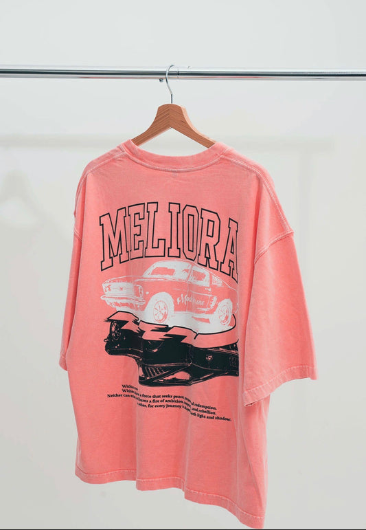 Mineral Wash Boxy Cotton T-Shirt Pink