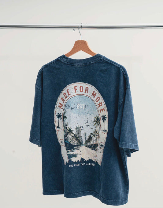 Mineral Wash Boxy Cotton T-Shirt Royal Blue