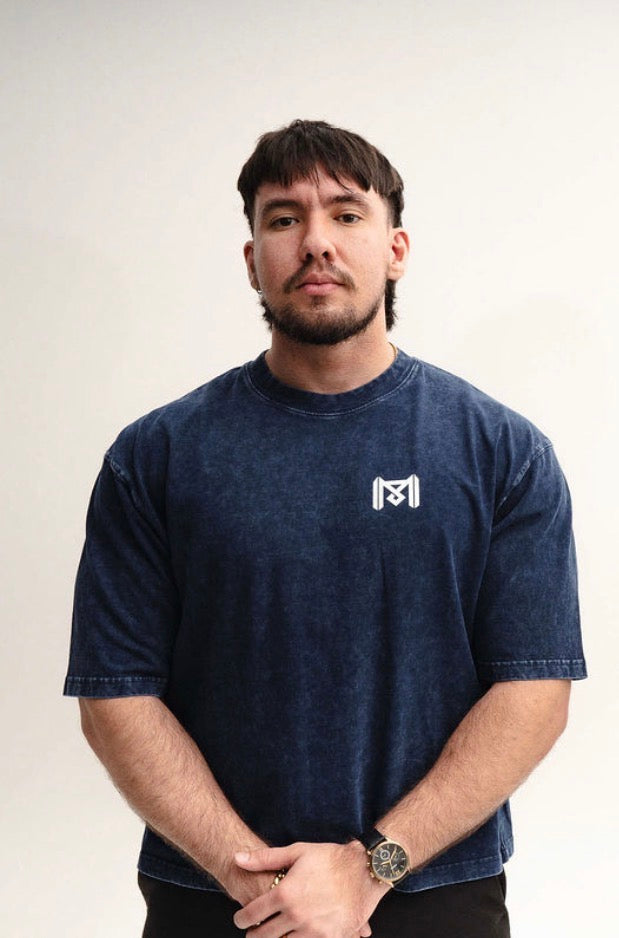 Mineral Wash Boxy Cotton T-Shirt Royal Blue