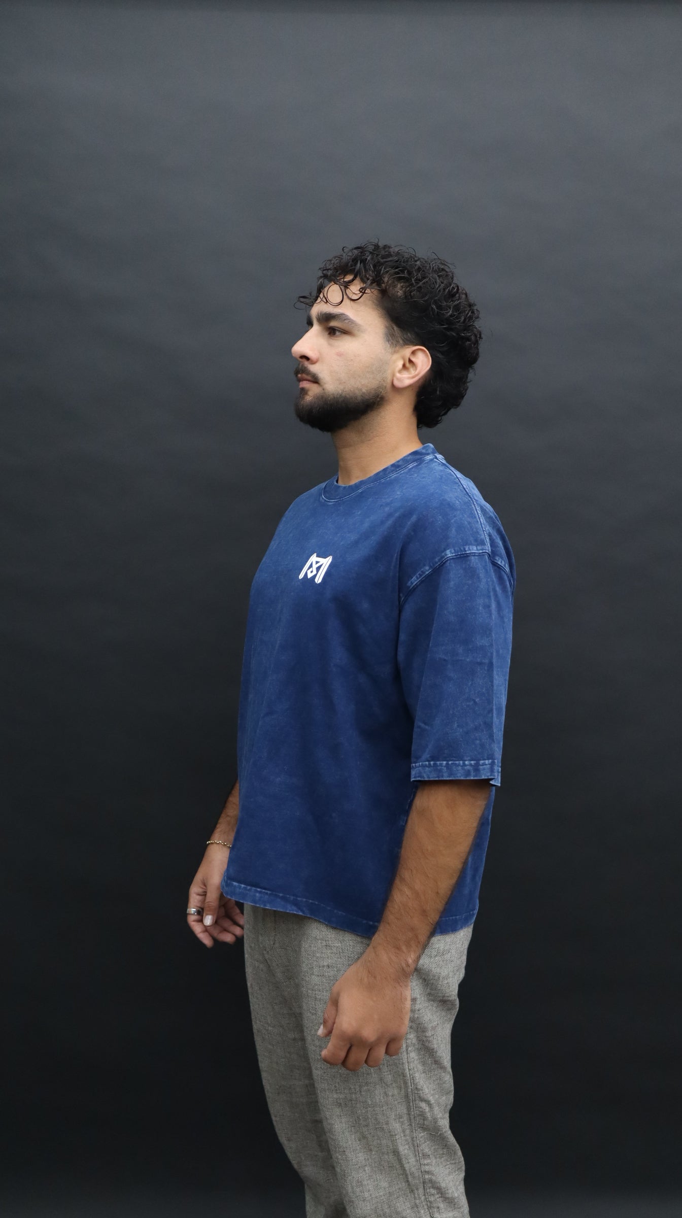 Mineral Wash Boxy Cotton T-Shirt Royal Blue