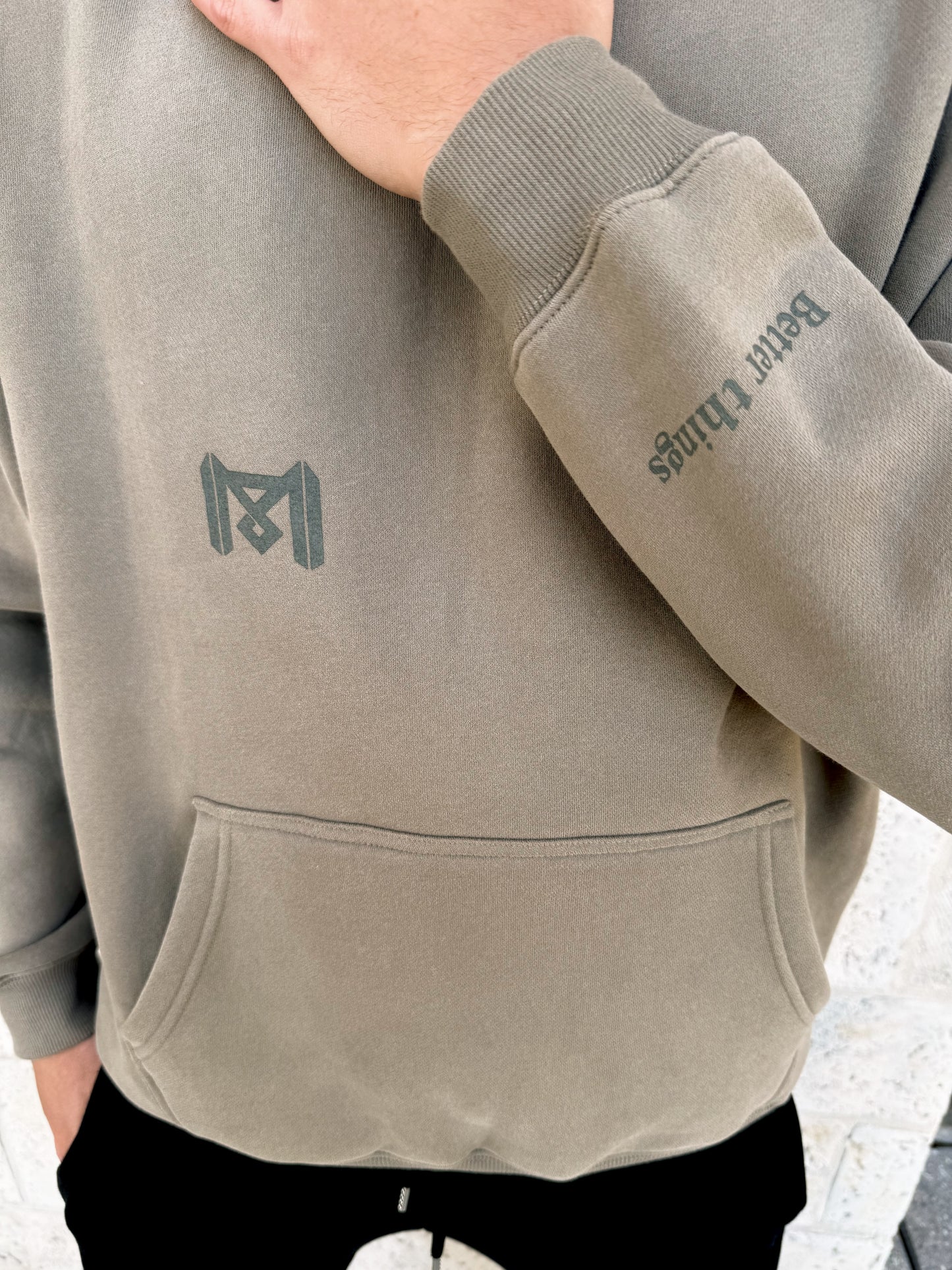 Gray Coffee Oversize Fleeced Hoodie