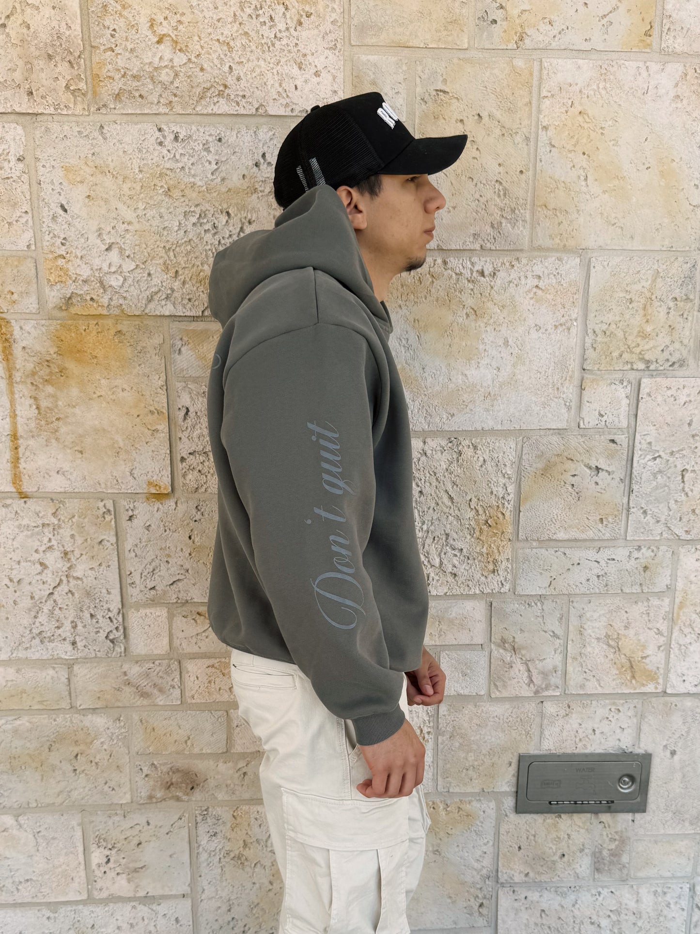 Dark Gray Fleeced Boxy Hoodie