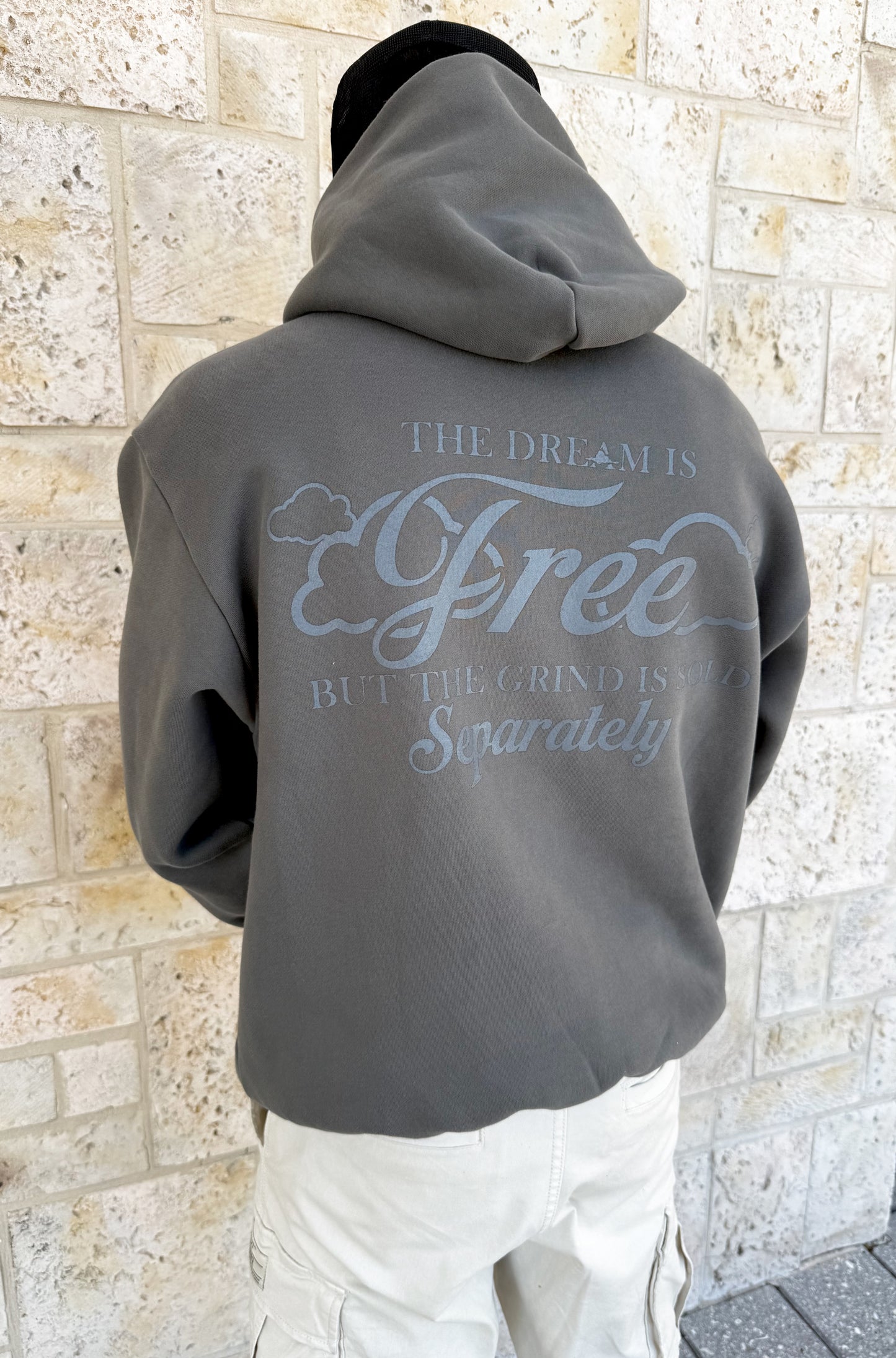 Dark Gray Fleeced Boxy Hoodie